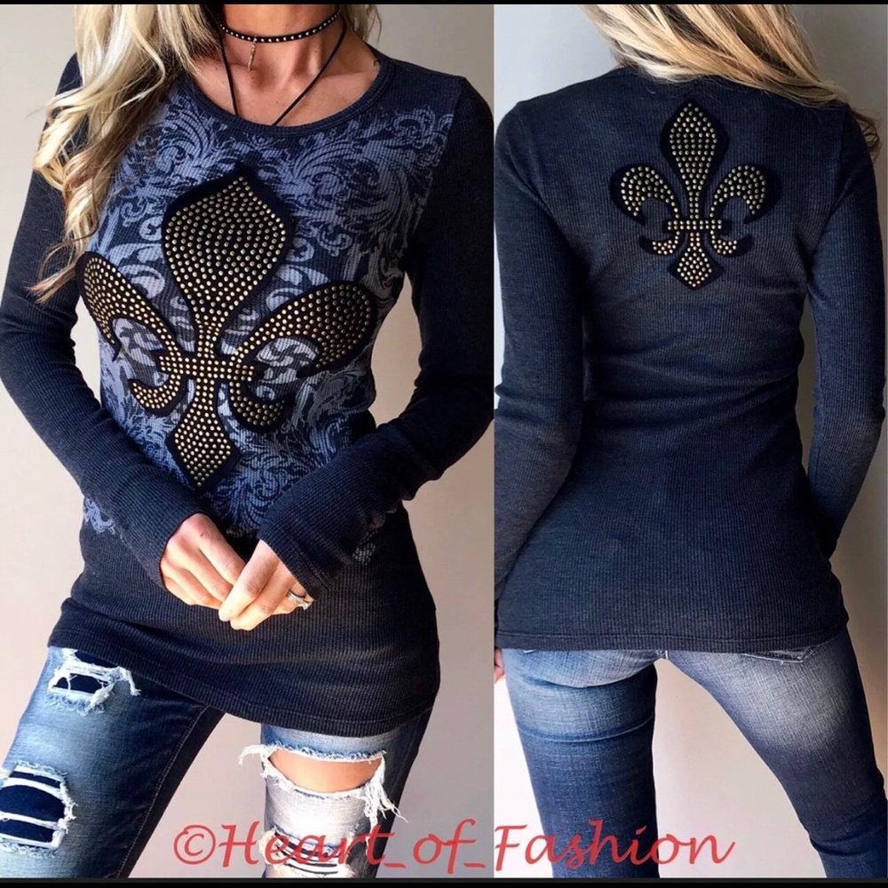 Vocal Long Sleeve Embellished Thermal Graphic Top